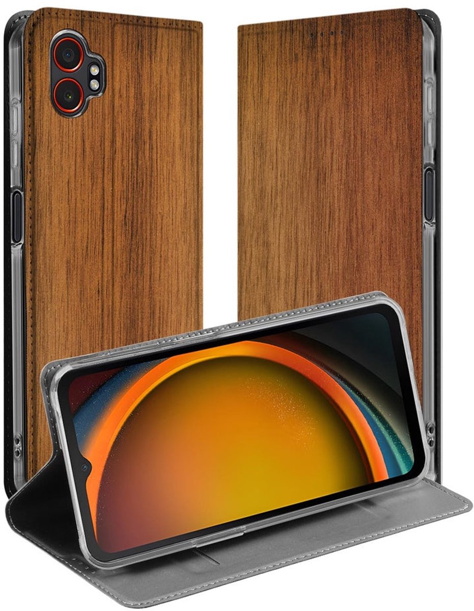 Samsung Galaxy Xcover 7 Pro Wallet Case Donker Hout