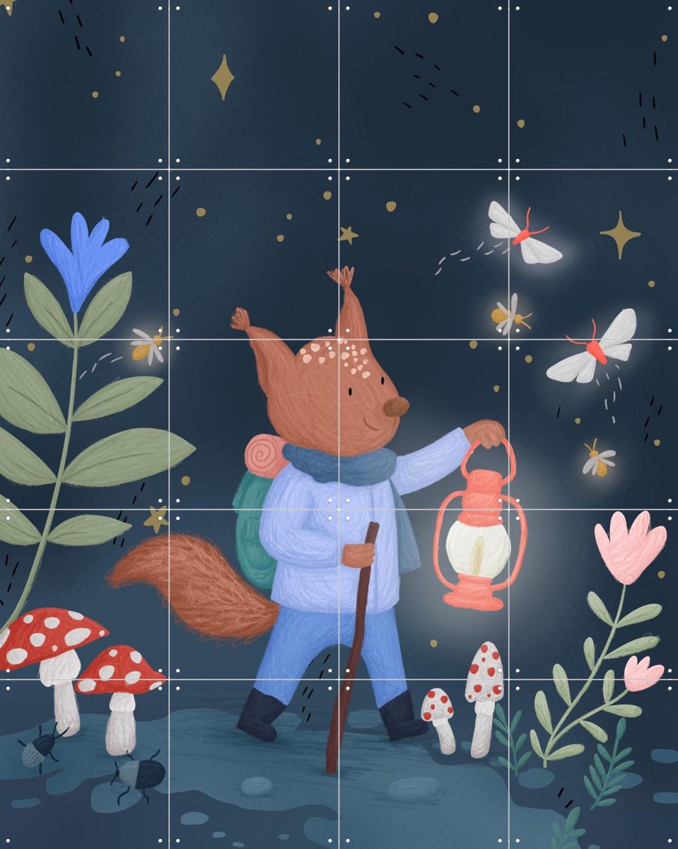 IXXI Adventure Squirrel, Studio Phie - 80 x 100 cm - Gratis ophangtool - Grote wanddecoratie en posters - Fantasierijk, Digitale Kunst, Illustraties