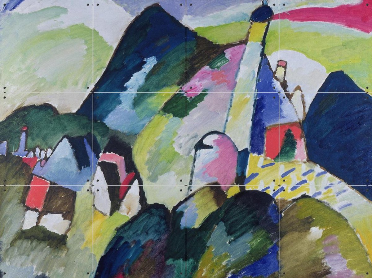 IXXI Murnau with Church II, Kandinsky & Bridgeman Images - 80 x 60 cm - Gratis ophangtool - Grote wanddecoratie en posters - Abstract, Klassiek