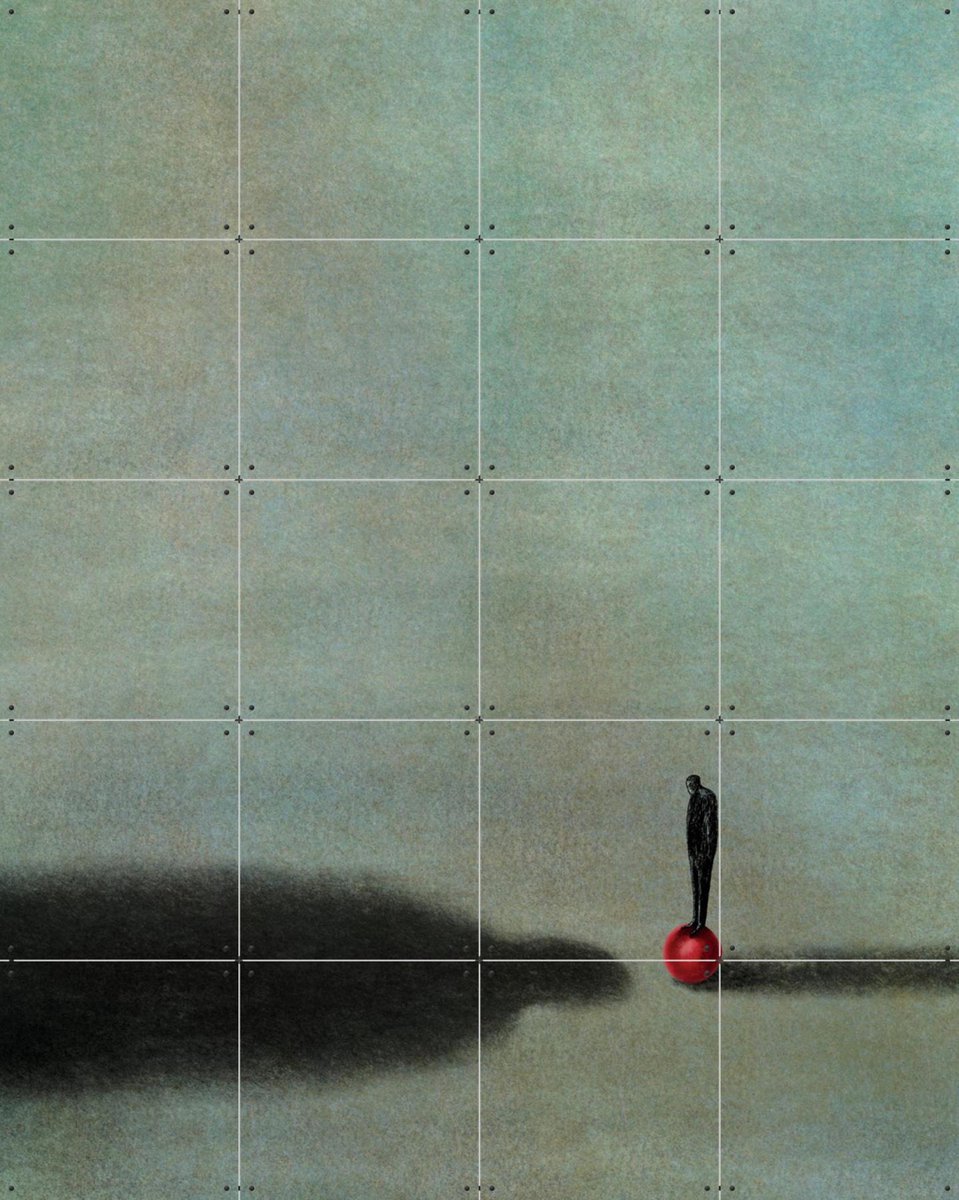 IXXI Red Dot, Jetske Kox - 80 x 100 cm - Gratis ophangtool - Grote wanddecoratie en posters - Illustraties, Surrealisme, Minimalisme, Woonkamer