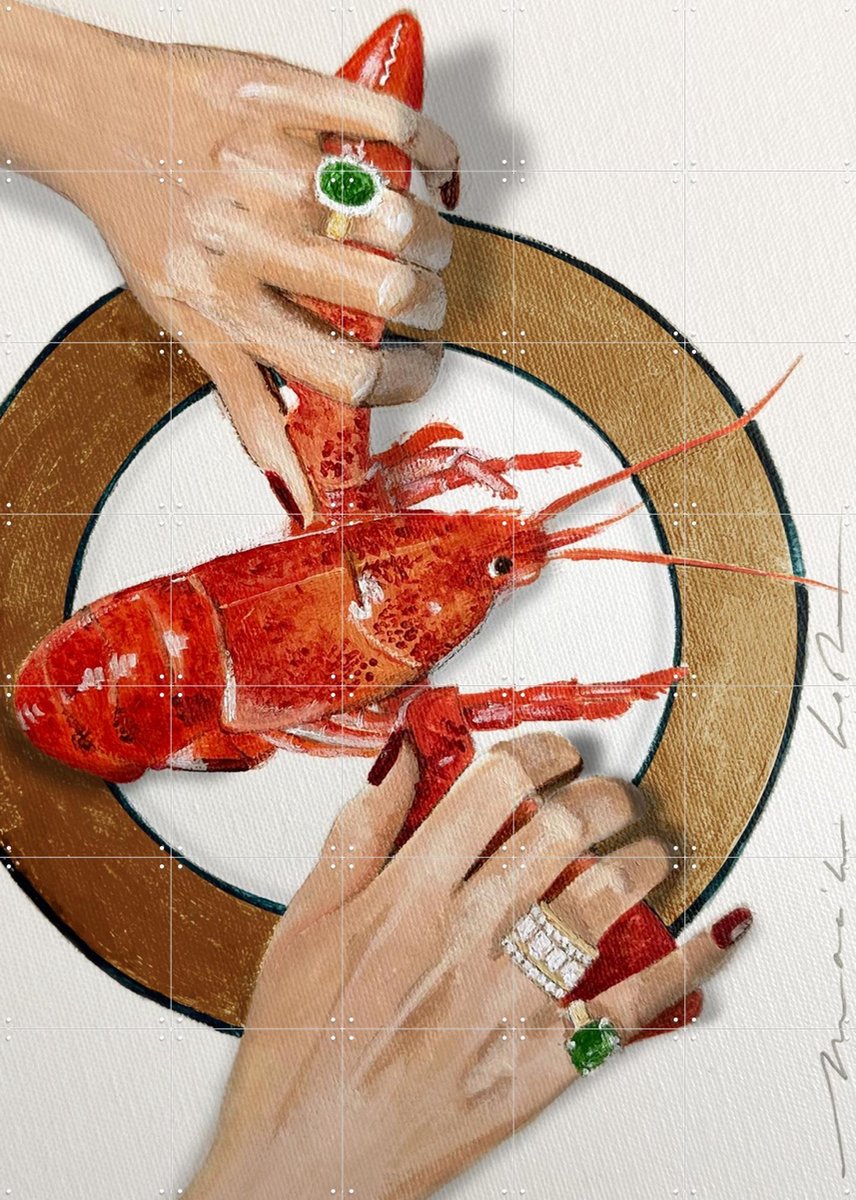 IXXI The Lazy Lobster, Maaike Koster & My Deer Art Shop - 100 x 140 cm - Gratis ophangtool - Grote wanddecoratie en posters - Realisme, Illustraties