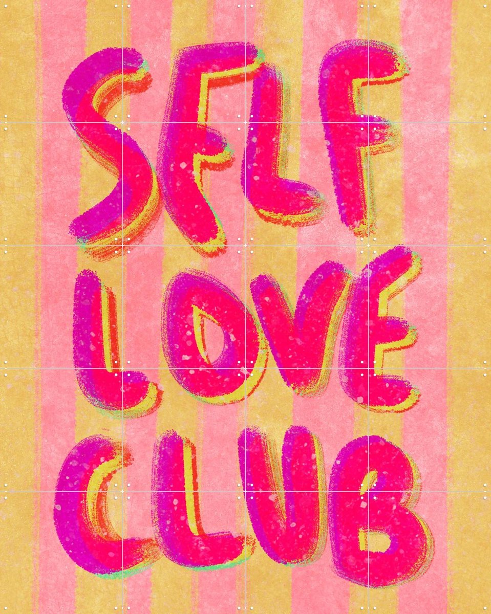 IXXI Self Love Club, Raissa Oltmanns - 80 x 100 cm - Gratis ophangtool - Grote wanddecoratie en posters - Pop art, Digitale Kunst, Fantasierijk