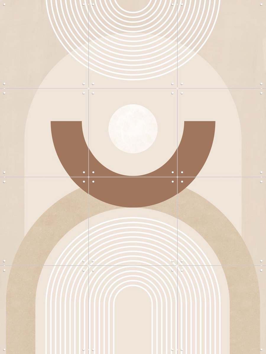 IXXI Beige Mid Century Poster No.1, Elena Ristova & Various - 60 x 80 cm - Gratis ophangtool - Grote wanddecoratie en posters - Grafisch Ontwerp