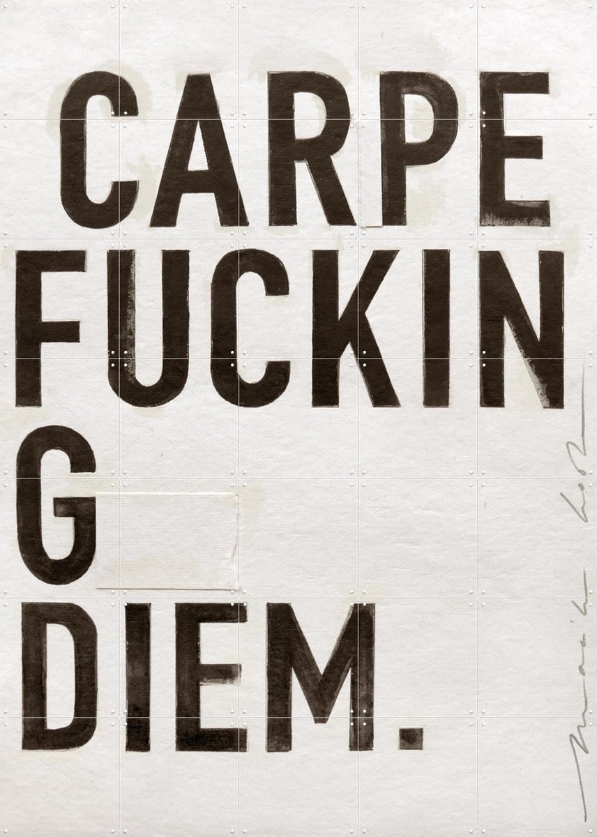IXXI Carpe Diem, Maaike Koster & My Deer Art Shop - 100 x 140 cm - Gratis ophangtool - Grote wanddecoratie en posters - Houtsnede, Typografie