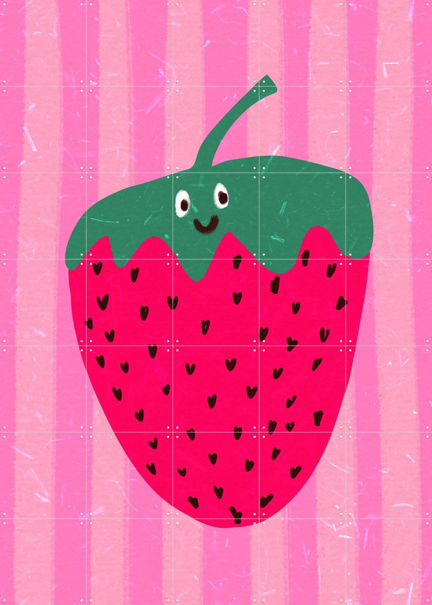 IXXI Hello Strawberry, Raissa Oltmanns - 100 x 140 cm - Gratis ophangtool - Grote wanddecoratie en posters Kinderkamer, Babykamer, Kinderen