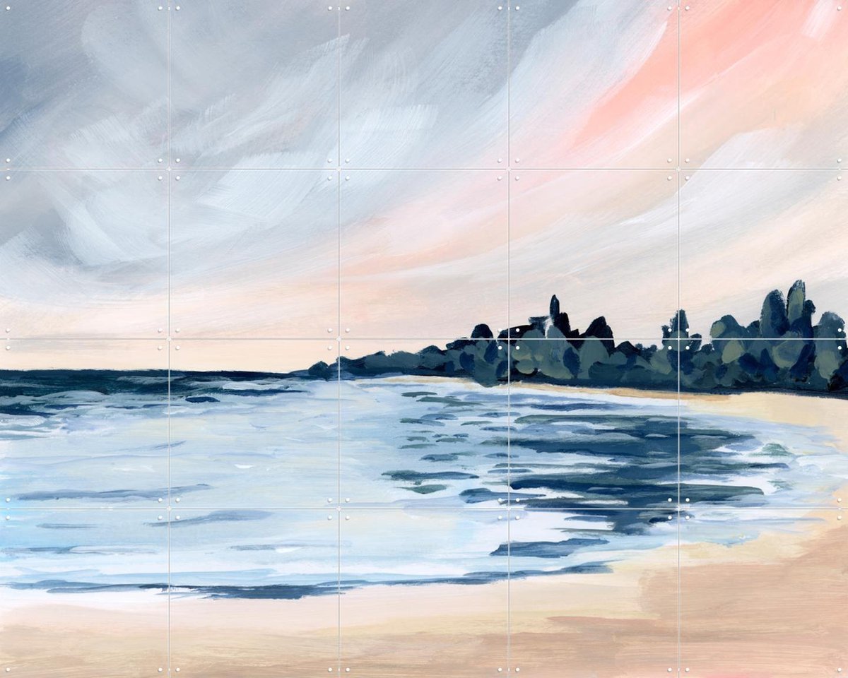 IXXI Pink Sky at Night, Green Barn Studio - 100 x 80 cm - Gratis ophangtool - Grote wanddecoratie en posters - Impressionisme, Kleurrijk, Aquarel