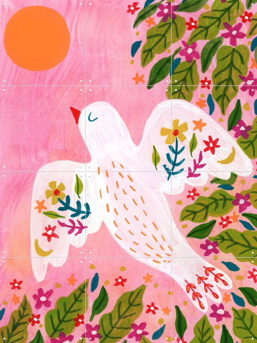 IXXI Vrij en Licht, Kirsten Blom Art & Illustration - 60 x 80 cm - Gratis ophangtool - Grote wanddecoratie en posters - Illustraties, Speels