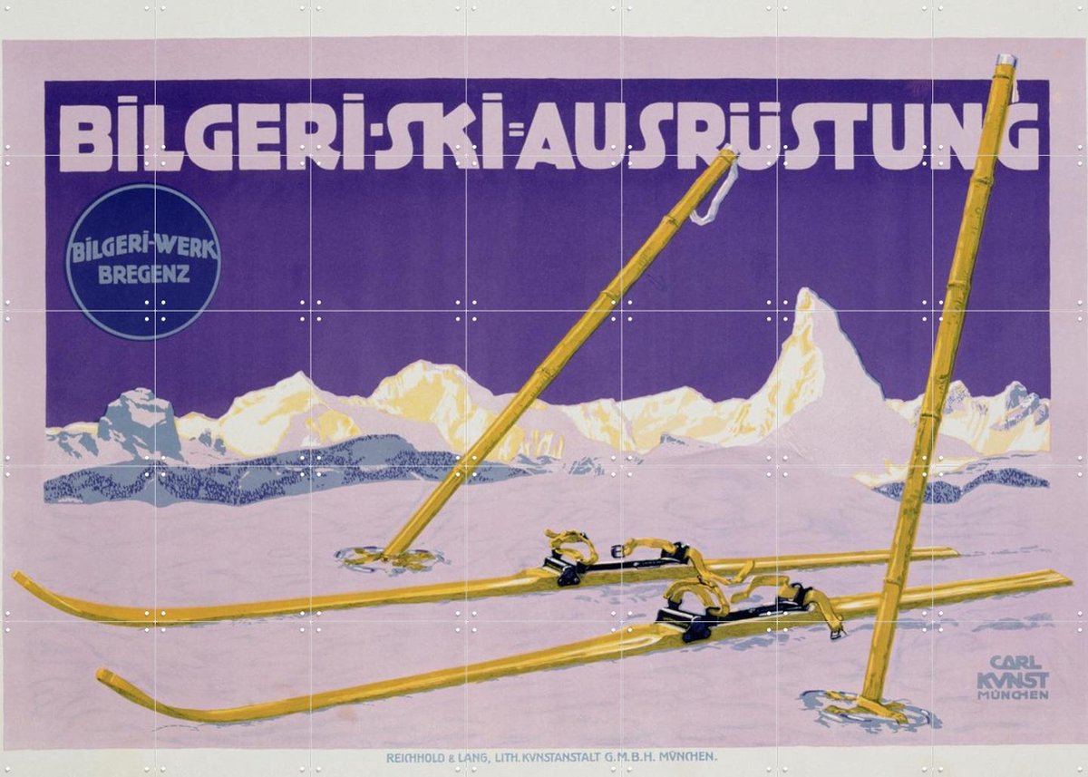 IXXI Skiing in Austria, Bridgeman Images - 140 x 100 cm - Gratis ophangtool - Grote wanddecoratie en posters - Vintage, Art Deco, Illustraties