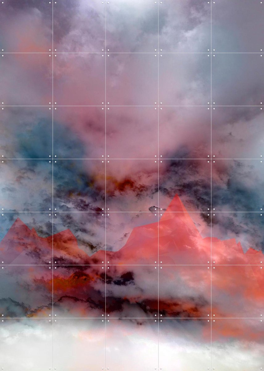 IXXI Coral Mountains Storm, Angelo Cerantola - 100 x 140 cm - Gratis ophangtool - Grote wanddecoratie en posters - Abstract, Digitale Kunst