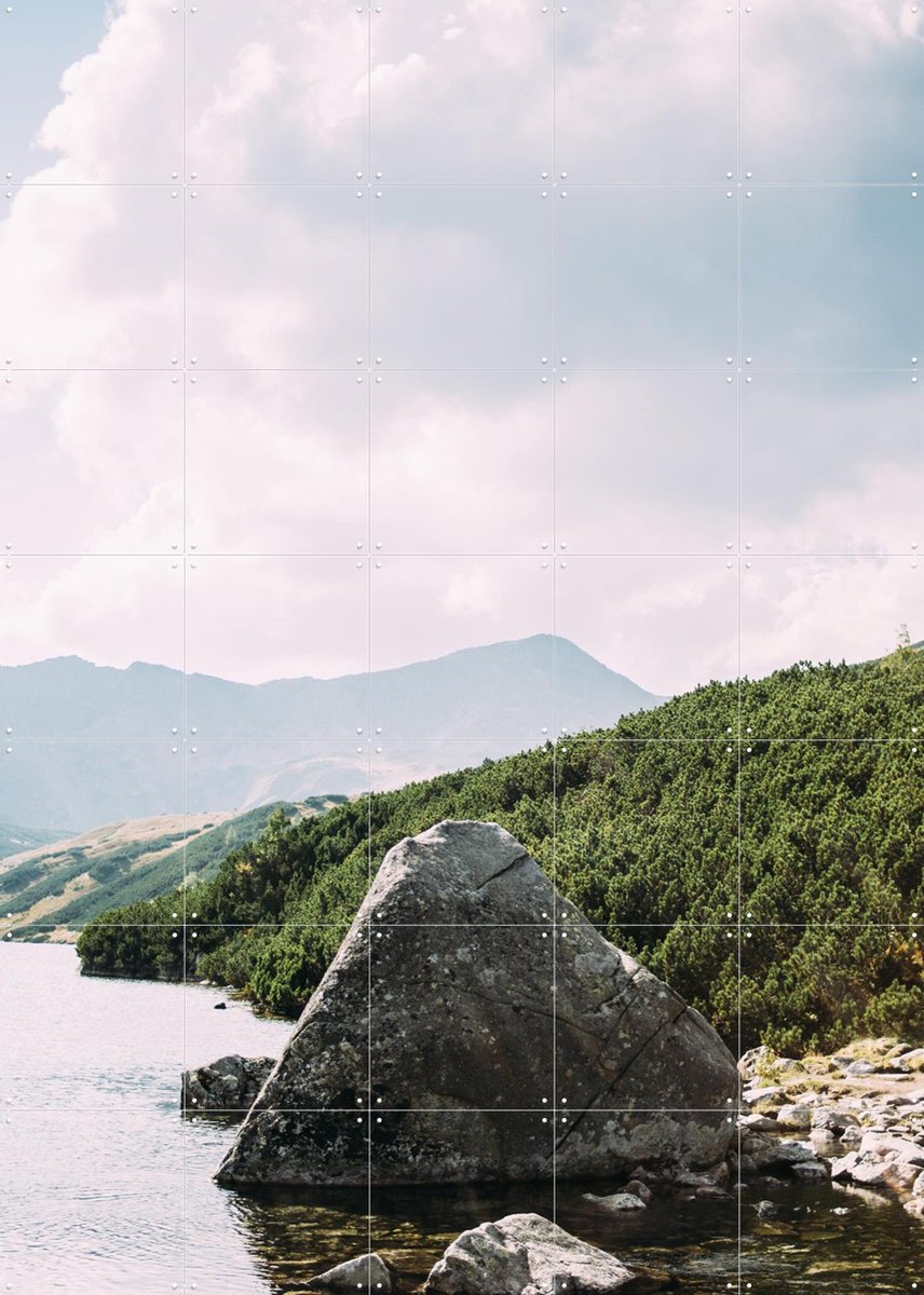 IXXI Rock in Lake, Pati Photography - 100 x 140 cm - Gratis ophangtool - Grote wanddecoratie en posters - Naturalisme, Fotografie, Woonkamer