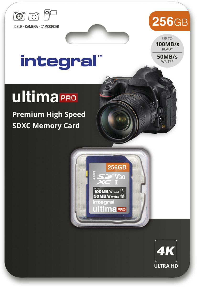 Integral - Integral Sdxc V30 100/90mbs Pro 256gb - 30 Dagen Niet Goed Geld Terug