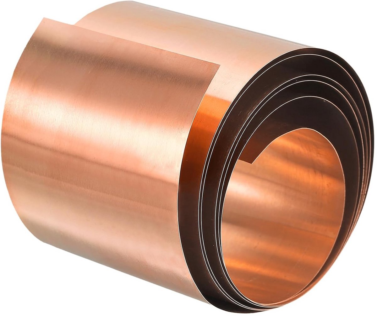 Koperen Plaatrol - Dunne Flexibele Koperfolie 1000x55x0.05mm voor Ambacht en Elektronica