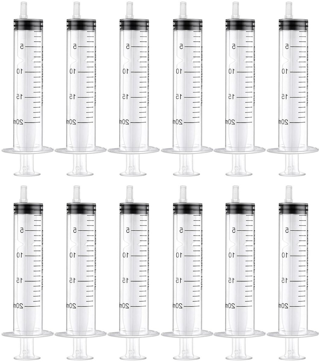12 Spuiten van 20 ml - Steriele Spuiten Met Deksel Voor Olie, Remvloeistof en Huisdiervoeding