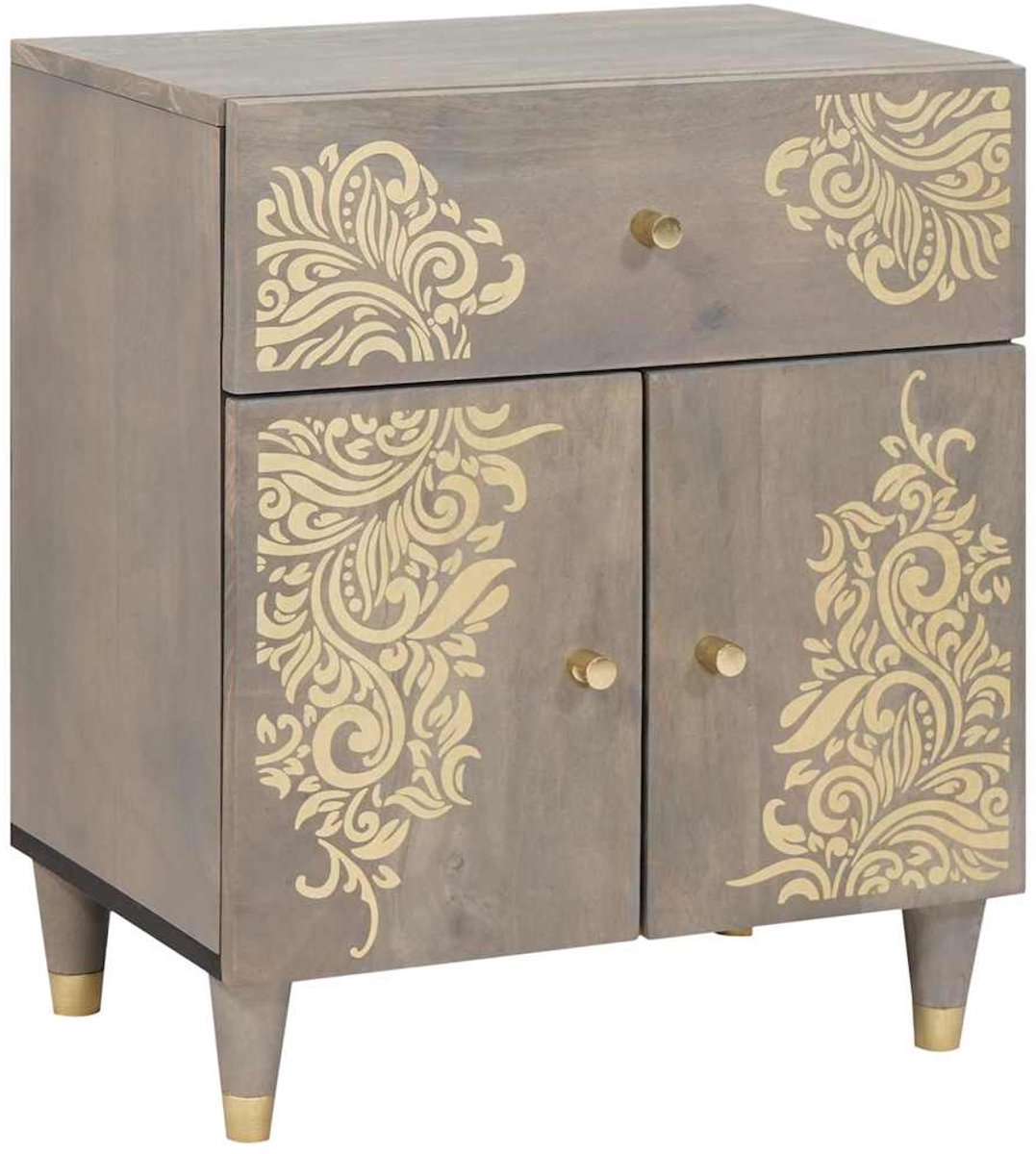 vidaXL Nachttafeltje - met - Deur - Grijs - 50 - x - 33 - x - 60 - cm - Massief - Mango - Hout
