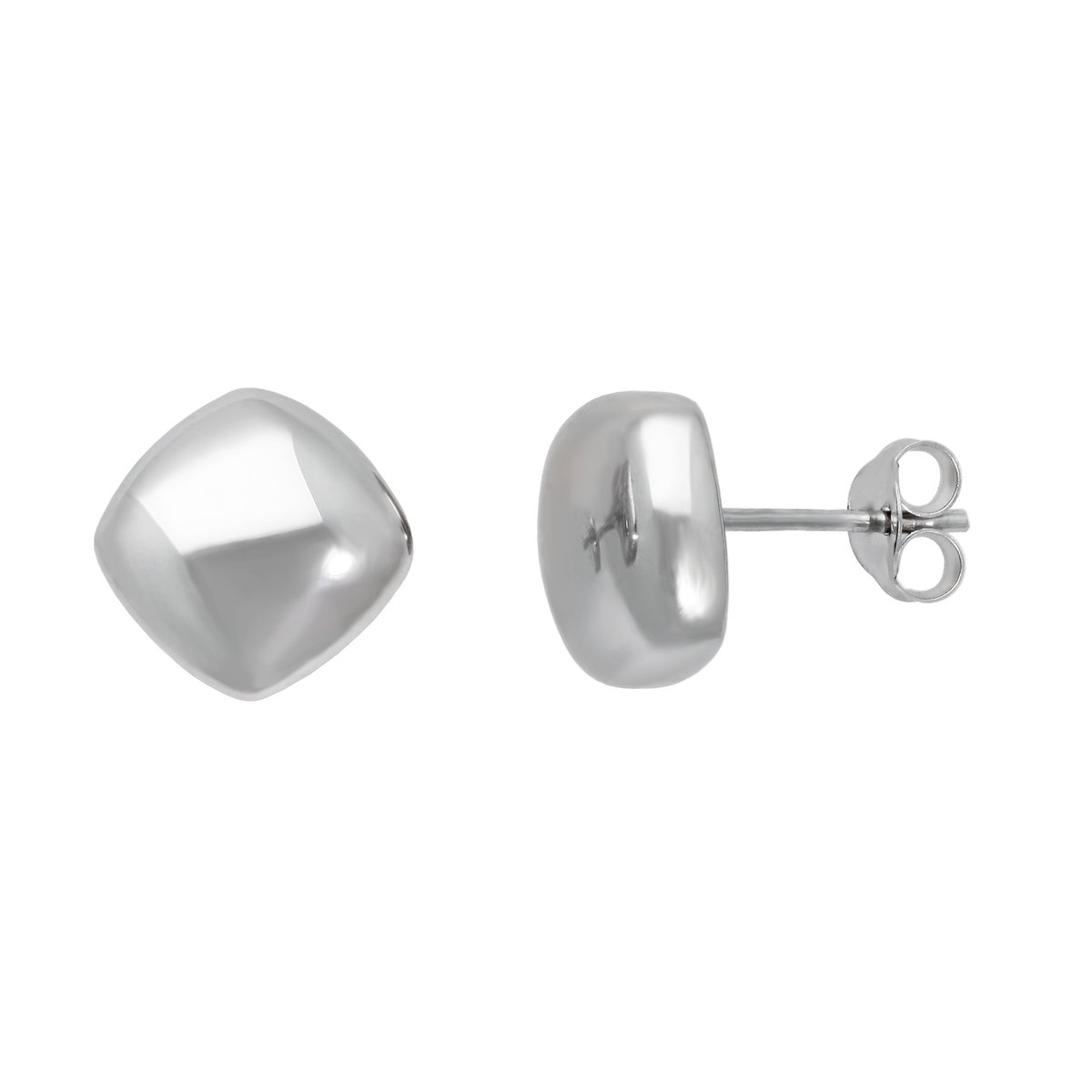Cavill - 925 Sterling Zilveren Oorbellen - Gerhodineerd - Modern Vierkant Design - Minimalistische Studs met Kliksluiting - 10 mm - Lichtgewicht 1,9g