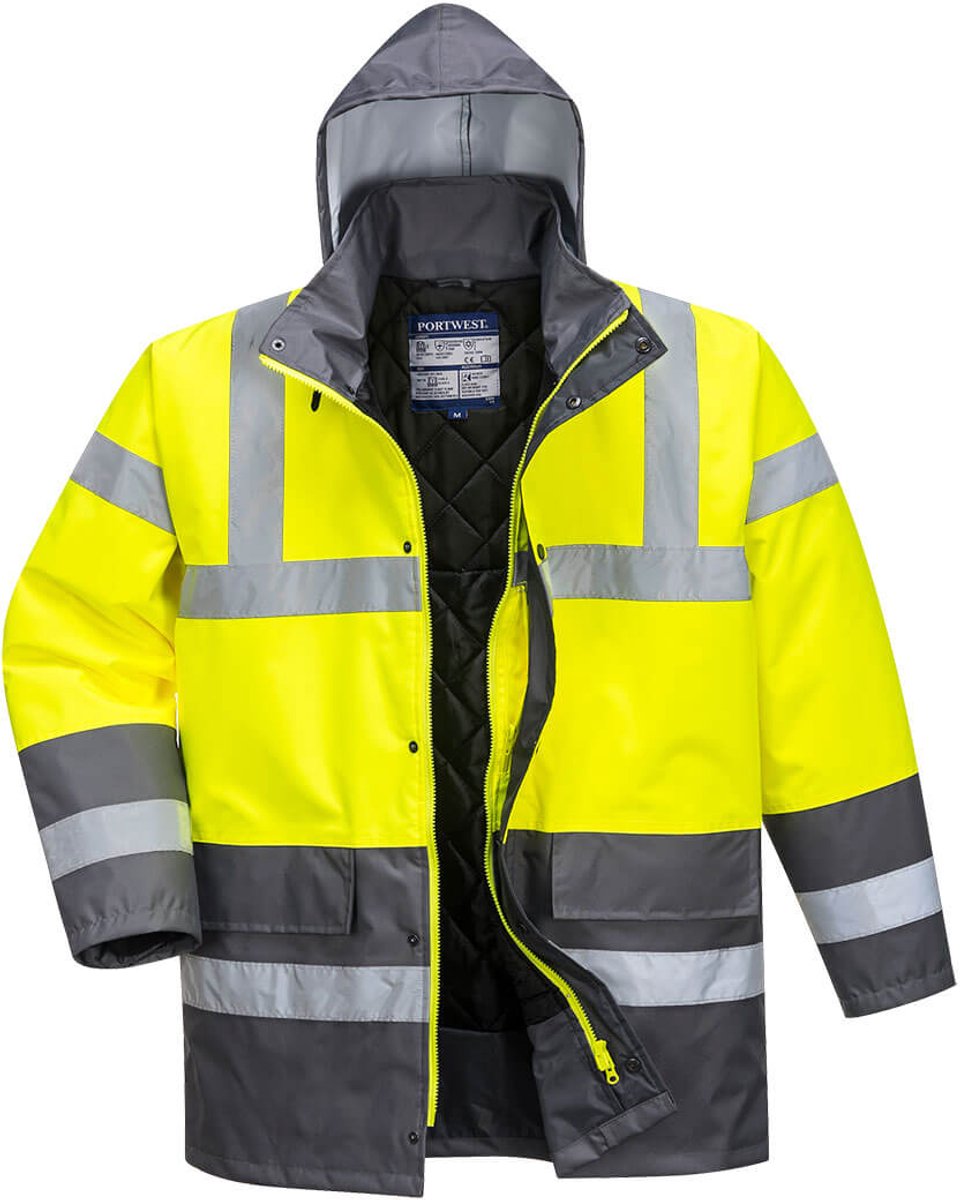 Portwest hi-vis contrast werkkleding verkeersjas jas Geel S466 MAAT XS