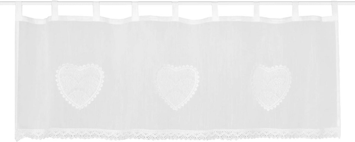 Café/Bistro Gordijn 30x90 cm Wit Batist met Haakrand - Korte Raambekleding