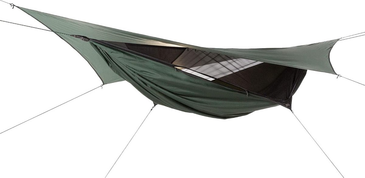 Asymmetrische Hangmat 6' voor Kamperen - met Regenvlieg en Ritssluiting