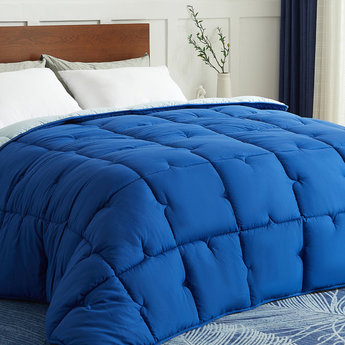 CASABEL Zeer Warm Winterdekbed, 700 g/m², 220x240cm, Diamantstiksel, Zeer Comfortabel, 2 Personen, Blauw