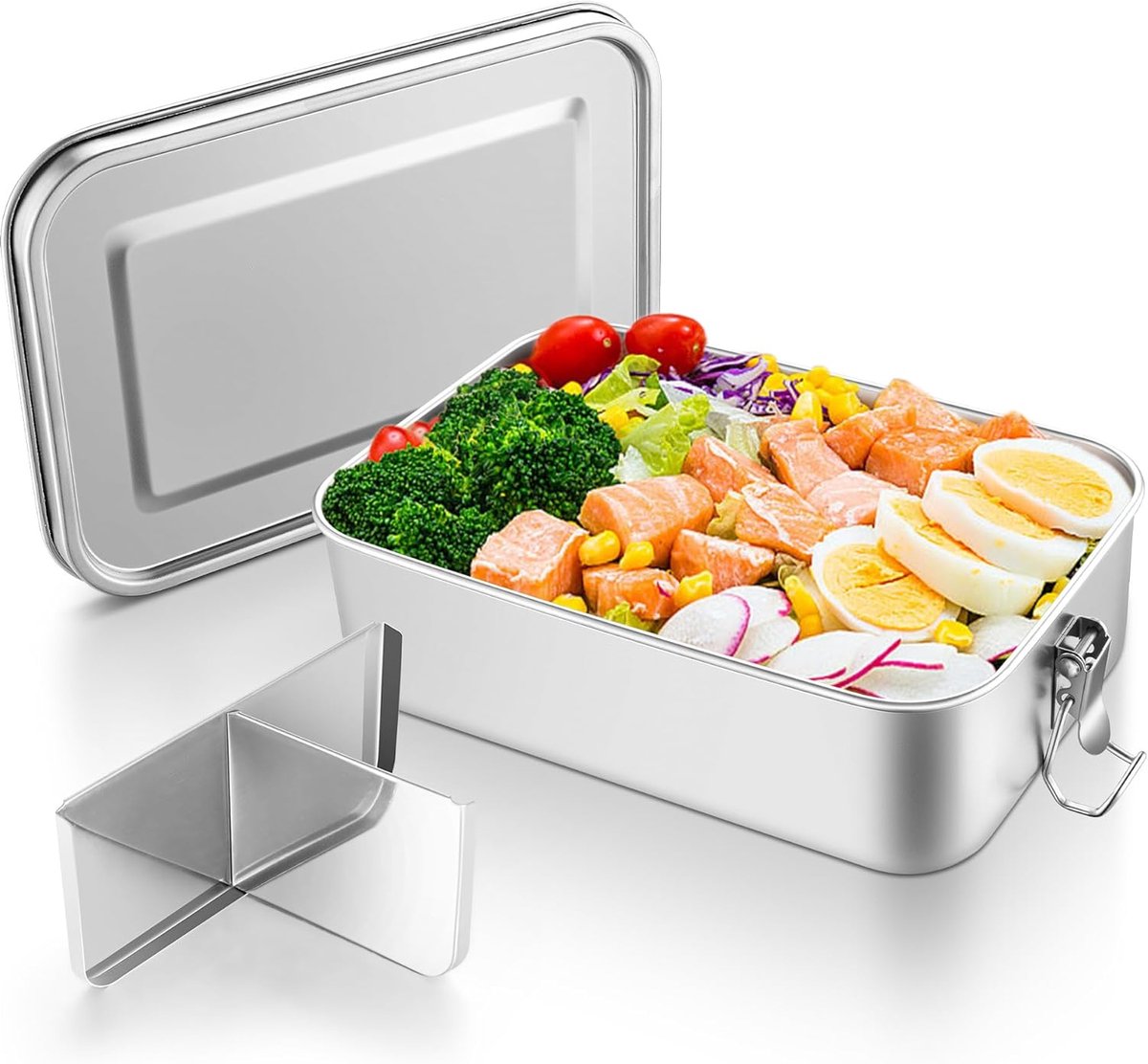 RVS lunchbox met compartimenten - lunchbox met 2400 ml capaciteit - handige en duurzame lunchoplossing