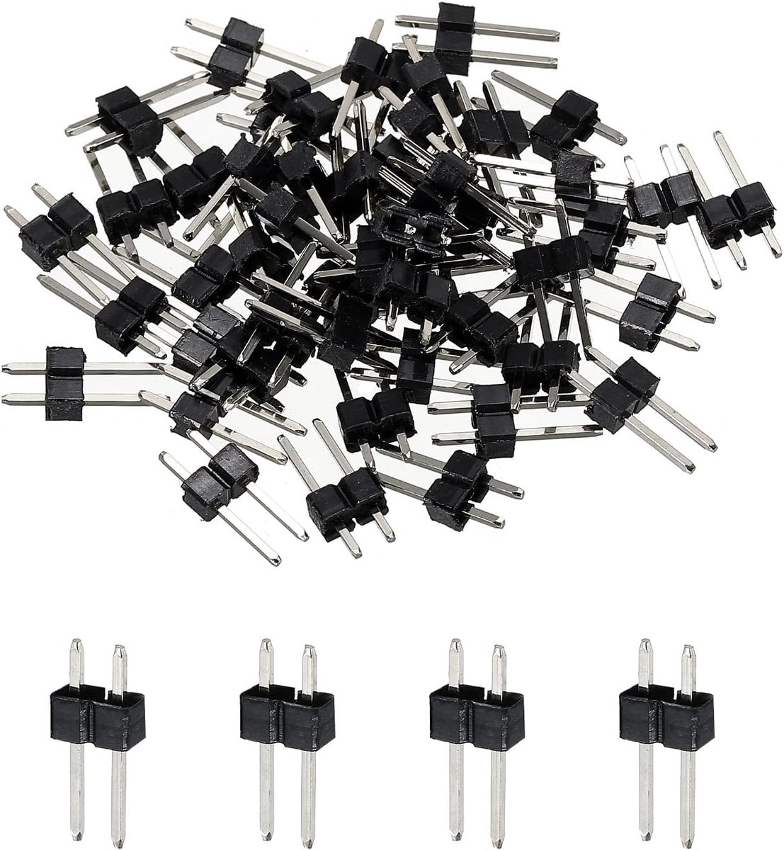 Rechte Dip Pennen - 2 Pins - 2,54 mm - Verguld - voor PCB - 50 Stuks - Elektronische Componenten
