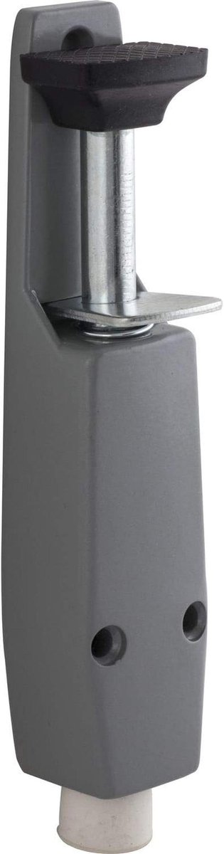 Voetbediende deurvergrendeling met treeplaat, 30 mm slag, zilver