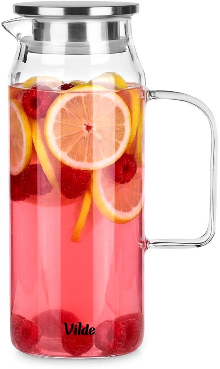 Karaf Glas met Deksel 1,5 l - Kan - Waterkaraf voor Fruitwater - Waterkan - Drinkkan