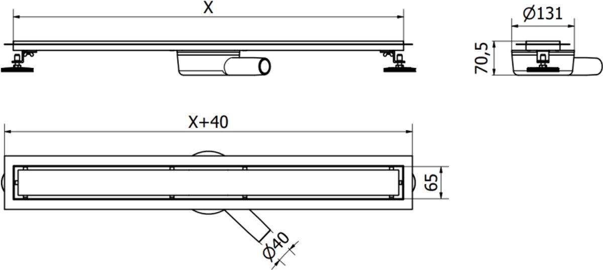 Mexen Flat 360° behuizing voor draaibare lijnafvoer 70 cm, inox - 1040070