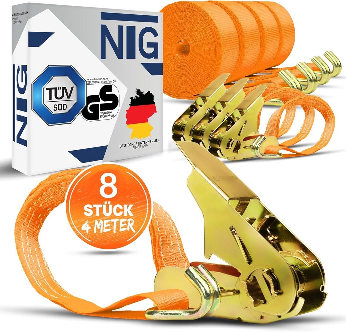 Sjorriemen Set 2-Delig 25 mm 800 kg 4 m TÜV GS Gekeurd