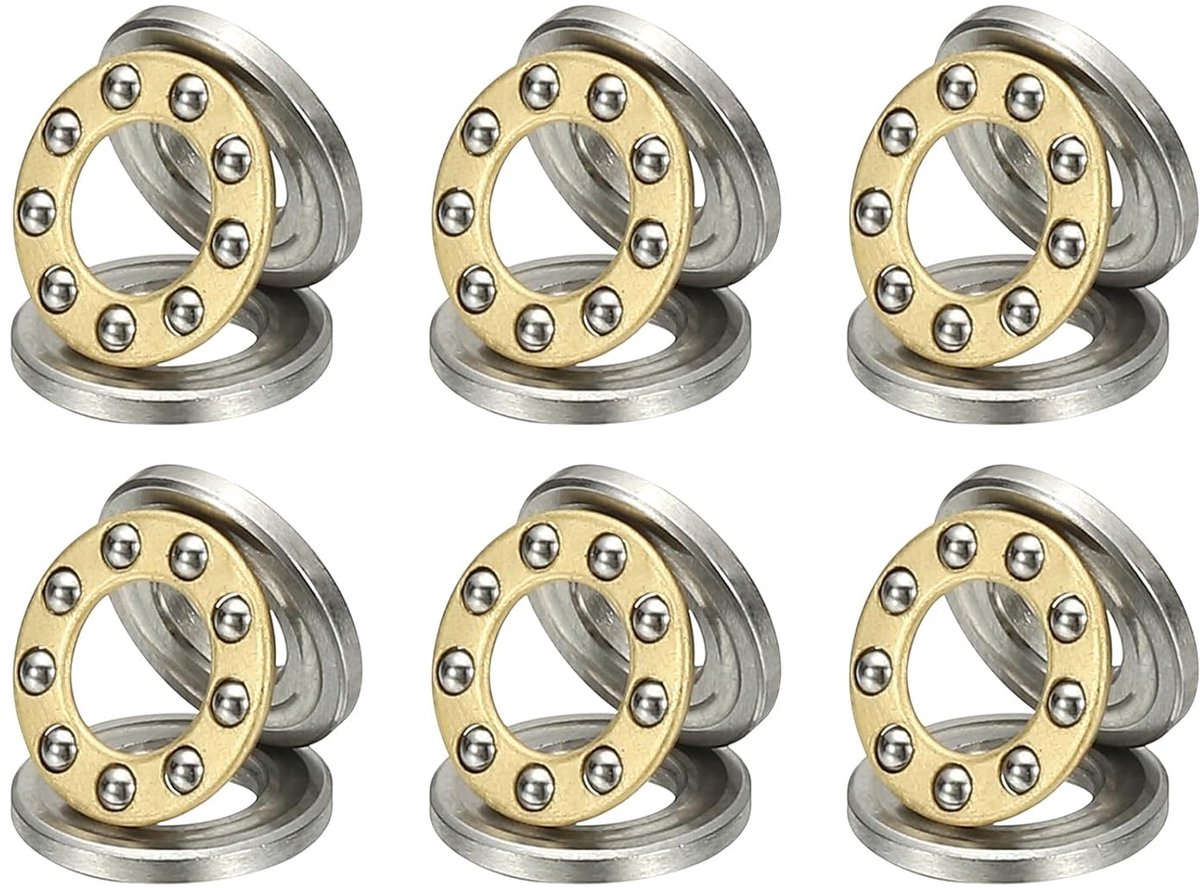 Thrust Bearing - 5 x 10 x 4 mm - Pack of 6 - Chrome-Plated Steel - Miniature Wheels - Ball Bearings voor Conveyor Systems - Machieedship - Silver