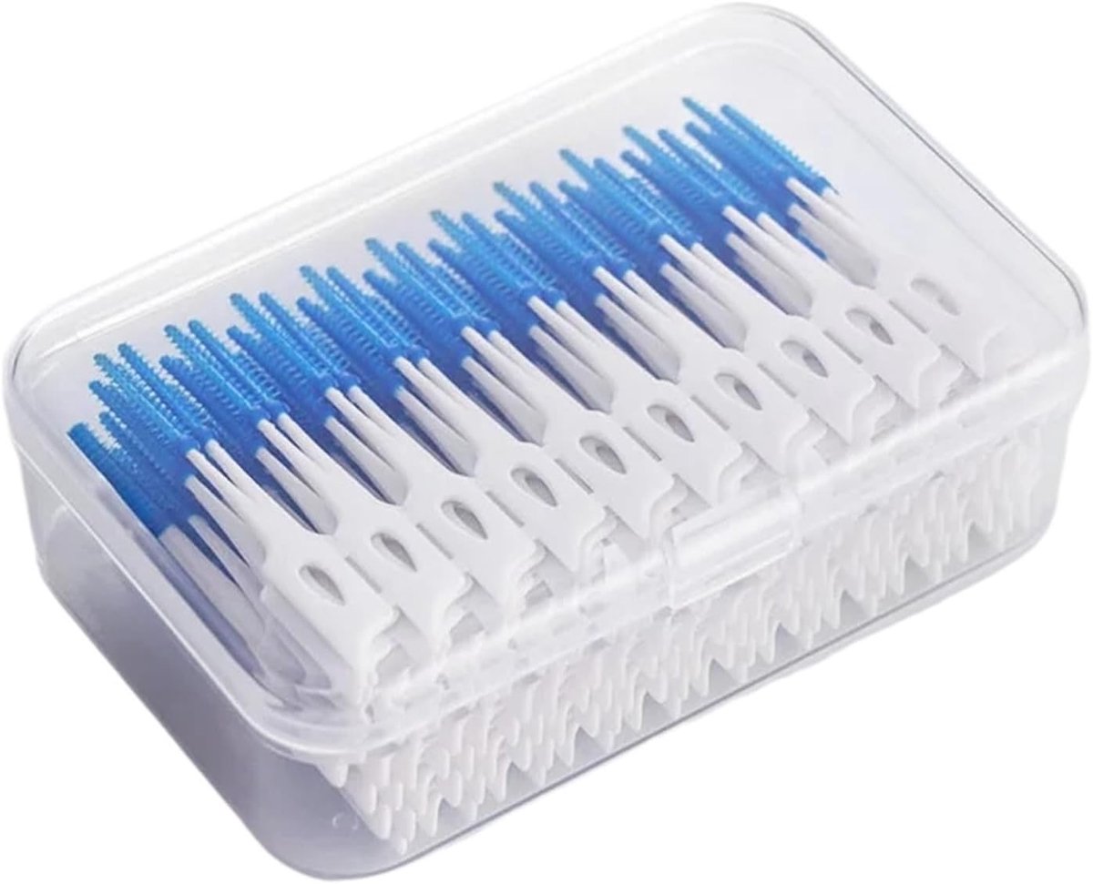 Interdentale Borstels - Tandenstokers - Mondhygiëne - Flexibel Siliconen - 120 Stuks - Blauw