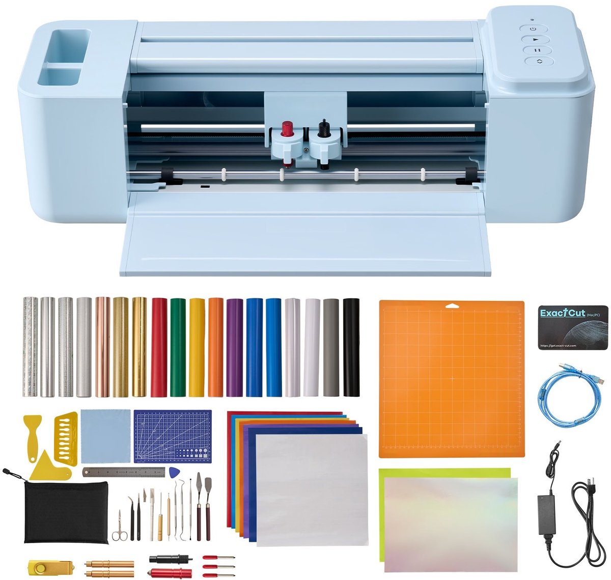 Vinylsnijmachine - Snijplotter 30 cm - Knopbediening - Inclusief Materiaal- en Gereedschapsset - Compatibel met Mac/Windows/Android/iOS - Voor Knutselen, Kaarten & Woondecoratie