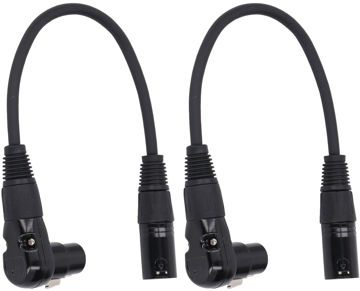 XLR Microfoonkabel - Audio Verlengsnoer - Opnamestudio Luidspreker - Haakse Adapter - 30cm