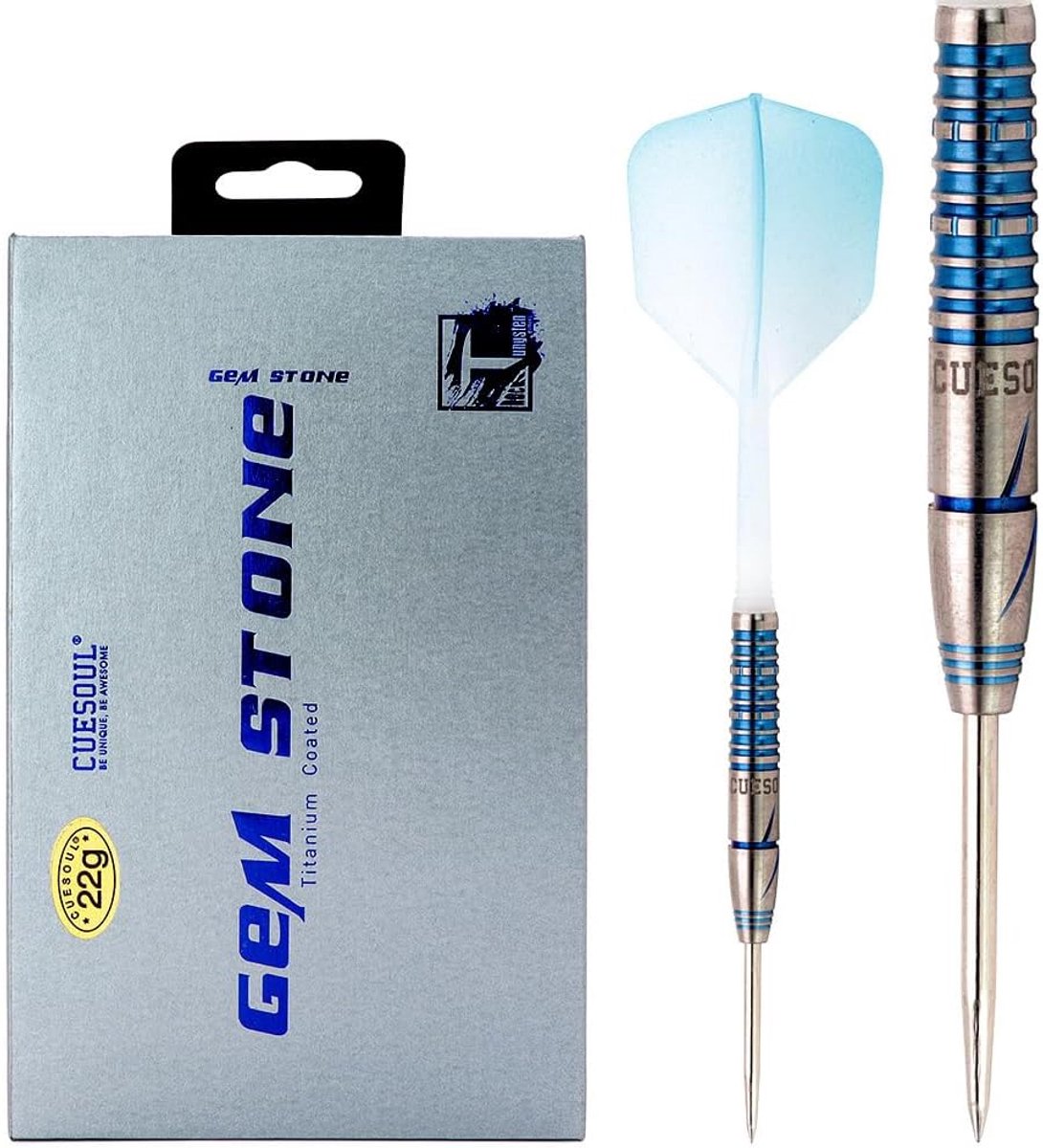 Stalen Dart Set - Tungsten Darts - Precisie Werpen - Titanium Gecoat Vat - 22g - Blauw Gradiënt
