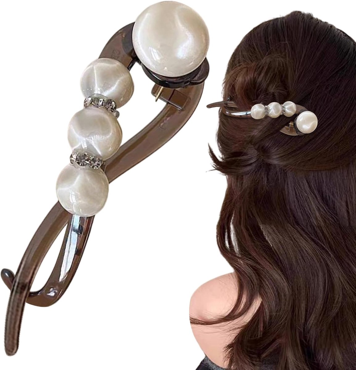 Haarspelden met parels - Haarklem dames - Haarstyling - Draaifunctie antislip - 10 cm lengte