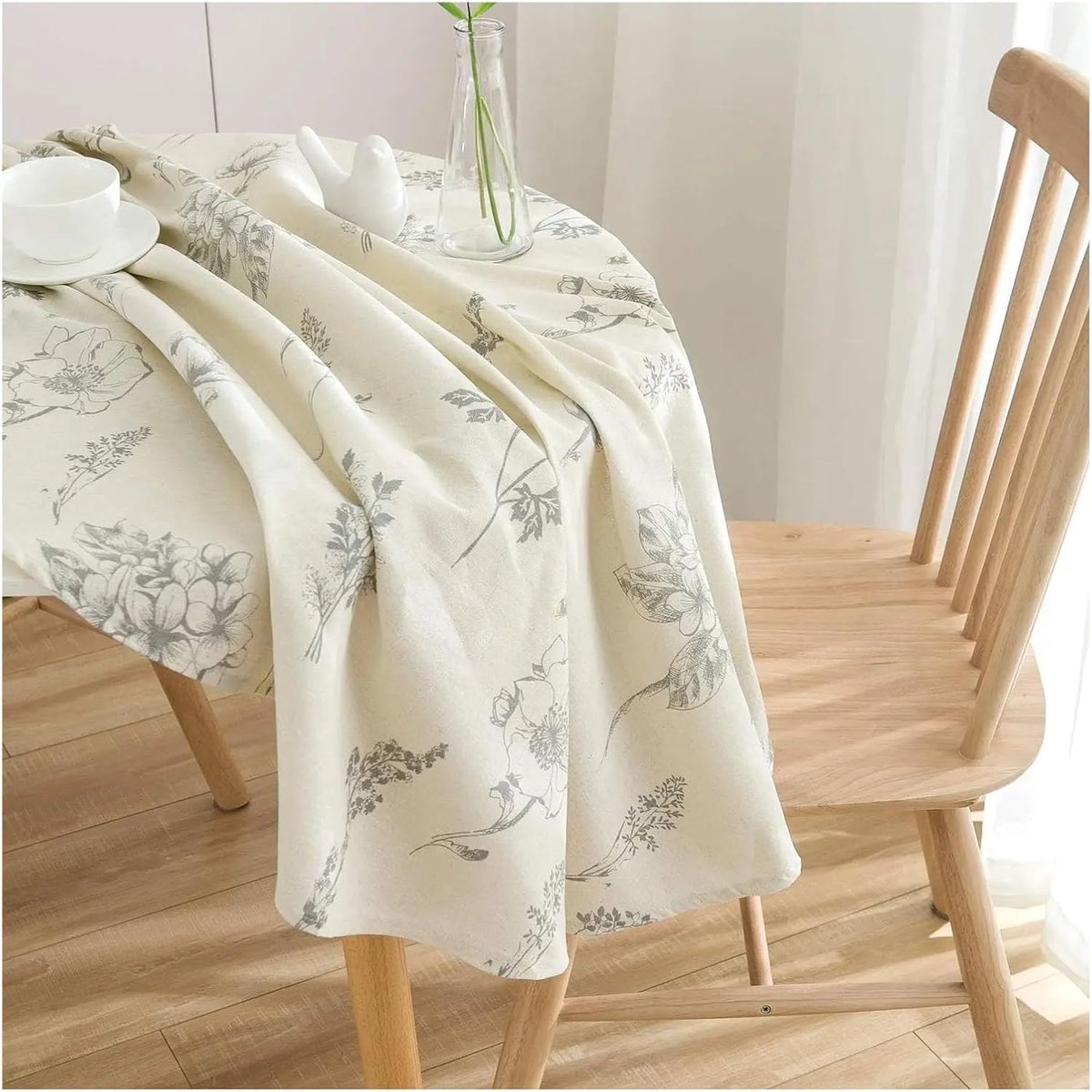 Rond tafelkleed - Katoen linnen - Keuken decoratie - Herbruikbaar - 110 cm - Beige