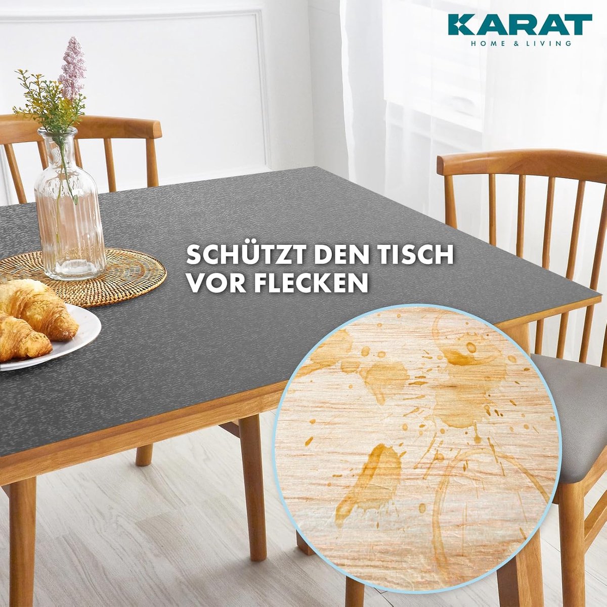Tafelfolie - Tafelbescherming - Eettafel - 45 graden rand - 100 x 160 cm - Donkergrijs