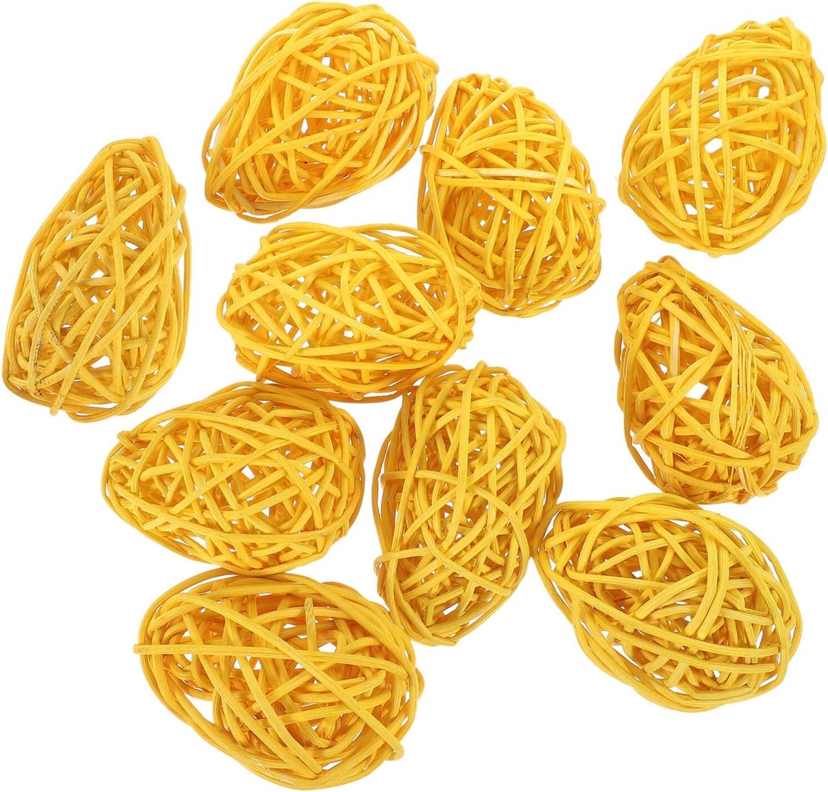 Paaseieren Rotan Ballen - Natuurlijke Decoraties - Paasmandje Vullen - Duurzaam Rotan Materiaal - 65 cm Hoog - Geel