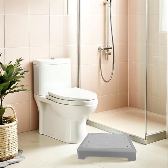 Antislip Badkruk - Opstapje Stabiliteit - Valpreventie Badkamer - Extra Breed Platform - 43 x 33.5 cm - Lichtgrijs — afbeelding 2