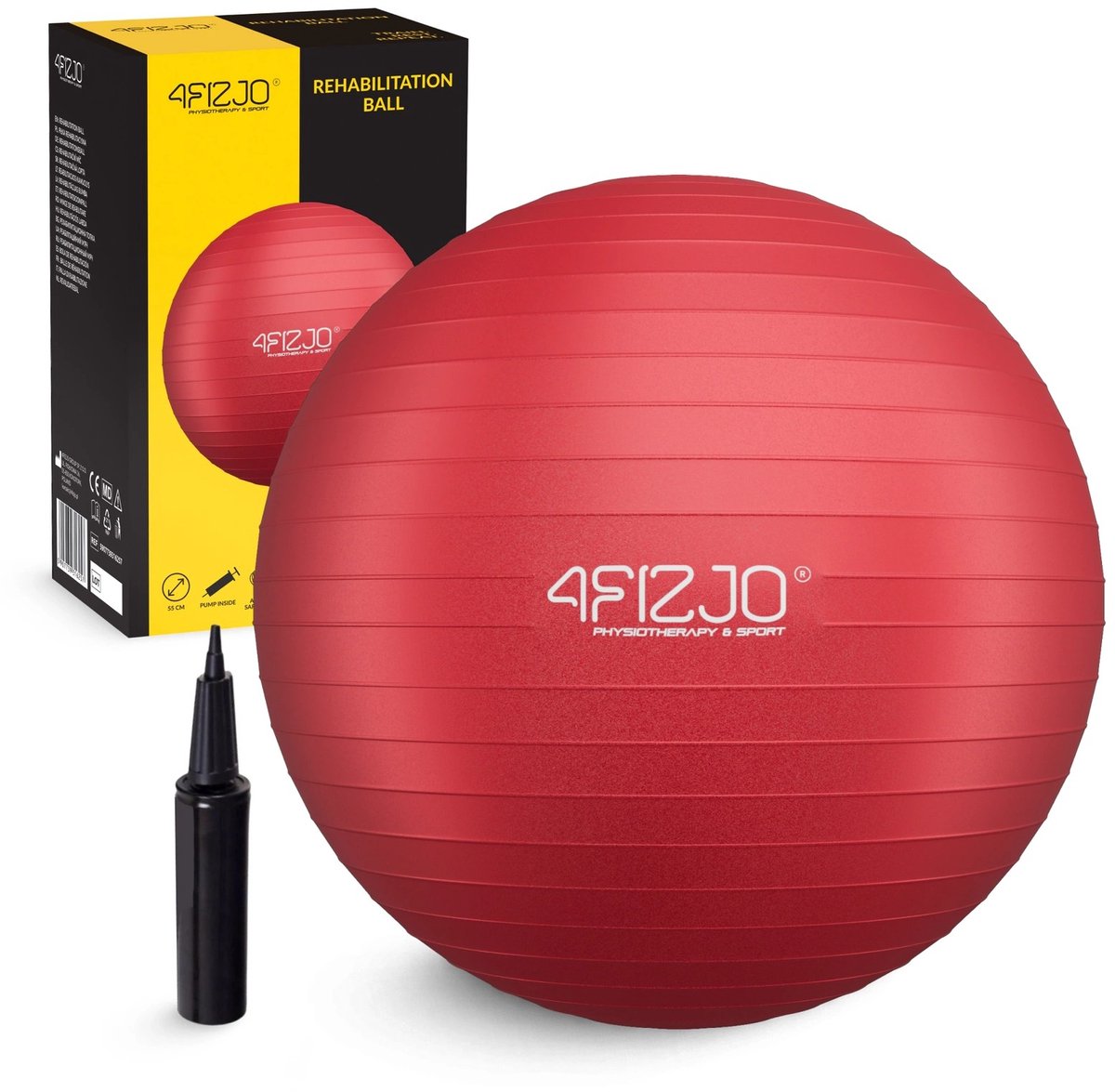 4FIZJO Reh Ball Serie - Fitnessbal - 55 cm - Anti-burst Systeem - Inclusief Pomp