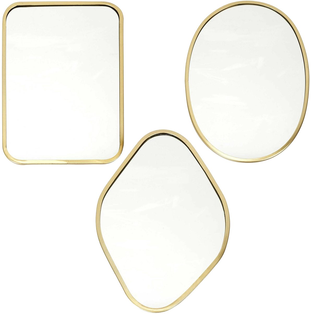 MIRA - Wandspiegel set - 3-delig - Goud - Verschillende vormen - Decoratief design