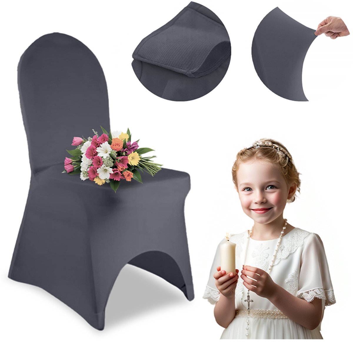 Meble odNowa - Banketstoelhoes - Ciemny Szary - Elastisch - Polyester
