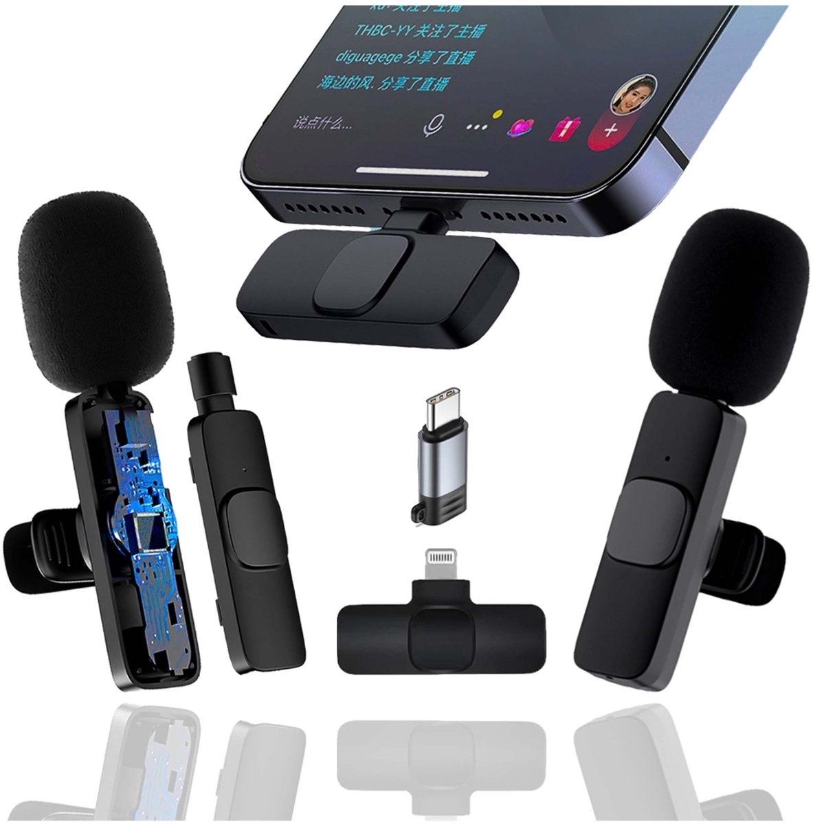 Merkloos - Wireless Lavalier Microfoon - 2 Nadajniki - Lightning voor iPhone/iPad