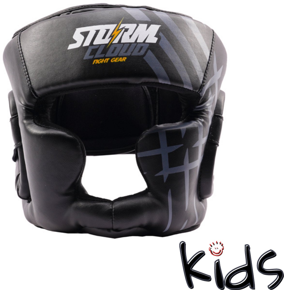 StormCloud Lynx Serie - Bokskask voor Kinderen - Zwart-Grijs - Junior S