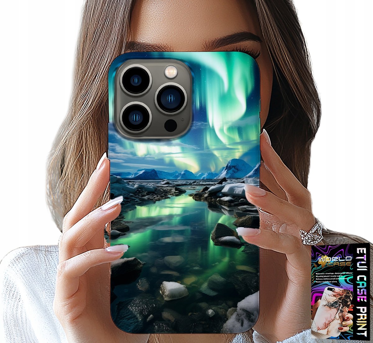HOESJE VOOR IPHONE 14 PRO - ALASKA AURORA BOLTERS STAWIK HOESJE + GLAS