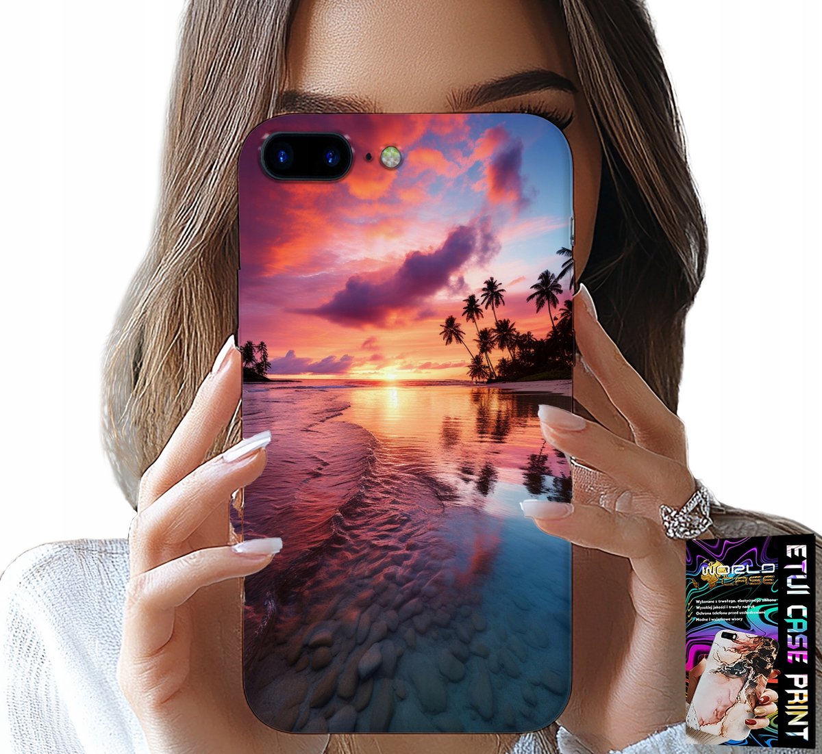 iPhone hoesje (7 Plus) - Strandvakantie eiland prachtig uitzicht + glas