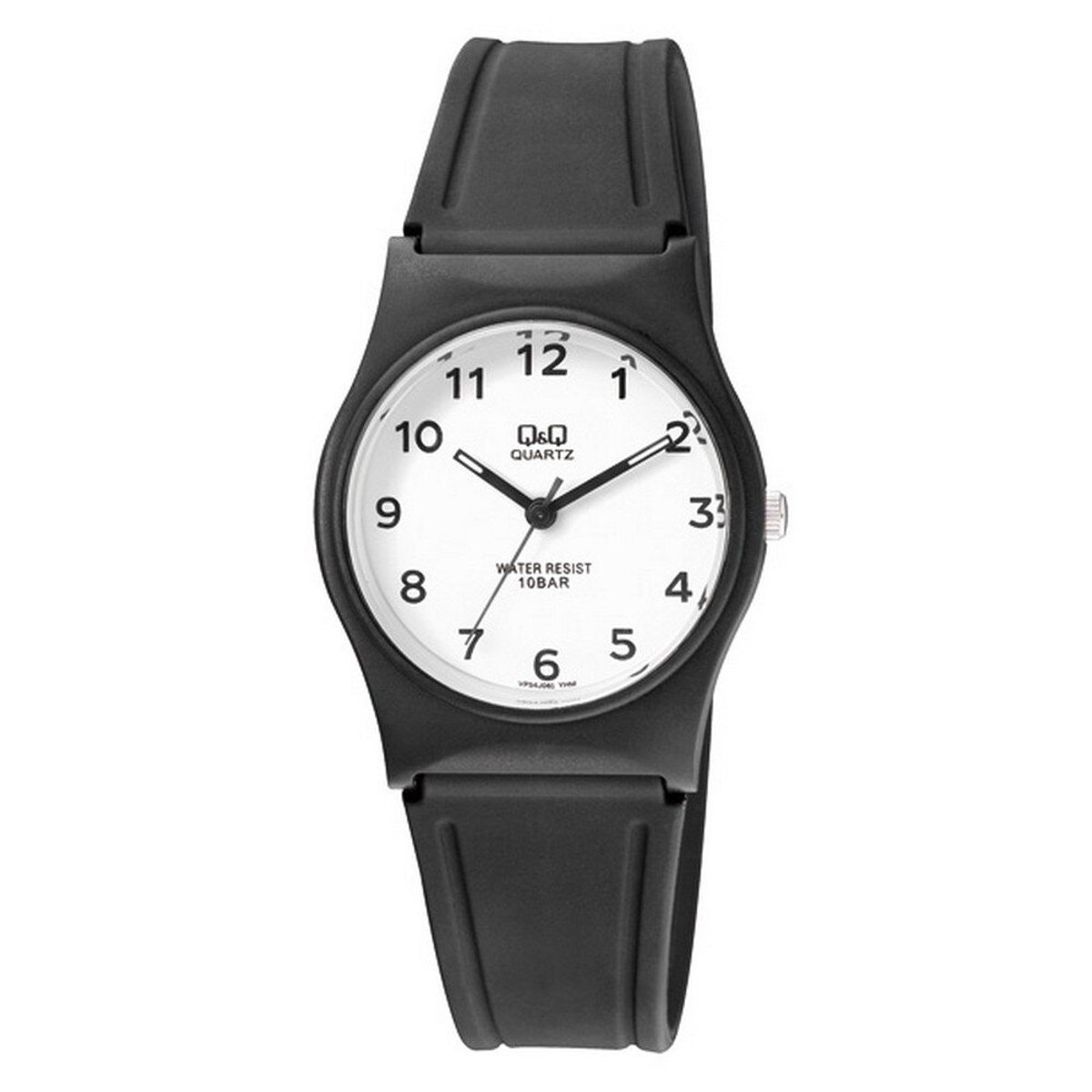 QQ VP34J061Y - Horloge - Sport - Analoog - Unisex - Plastic band - Rond - Cijfers - Kunststof - Zwart - Wit