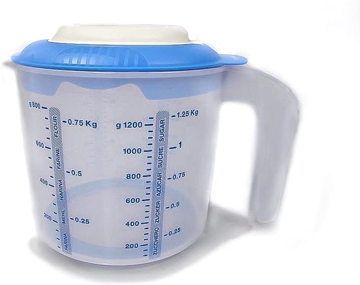 Mix container - Bewaar bak - Keuken opbergen - Luchtdicht sluitend - 1.25 liter - Blauw
