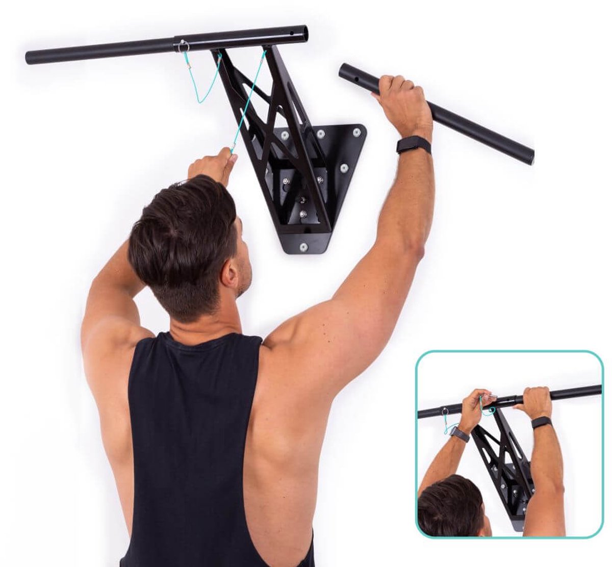 PULLUP & DIP Pro - Rechte Pull-up & Muscle-up Stang - Extra Breed Design - Ideaal voor Muscle-ups - Robuust Staal thumbnail 6