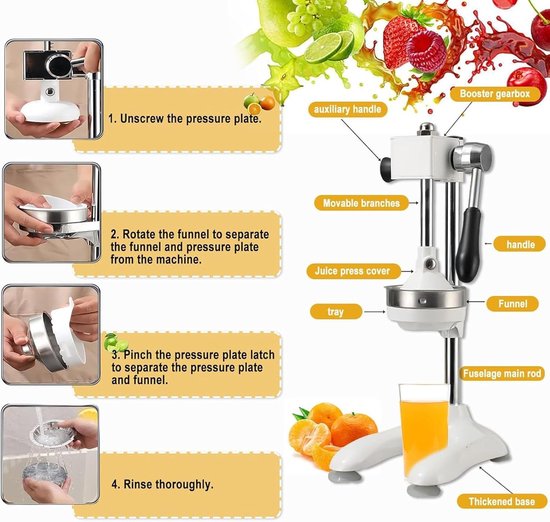 Handmatige Sapcentrifuge - Fruitpers - Vers Sap Maken - Dubbele Drukmodi - 22.5 x 18 x 43.5 cm van Merkloos — afbeelding 4